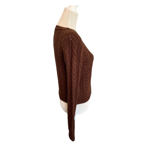 New! American Eagle Outfitters Chunky Brown Knit Cropped Cardigan Women’s Sz XS - Picture 4 of 11